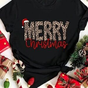 Leopard Print Merry Christmas T-Shirt